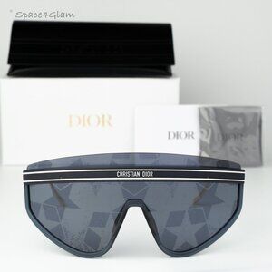 Dior Women Sunglasses Navy Blue Silver Mirror Blue Mask DIORCLUB M2U 31B7 NEW